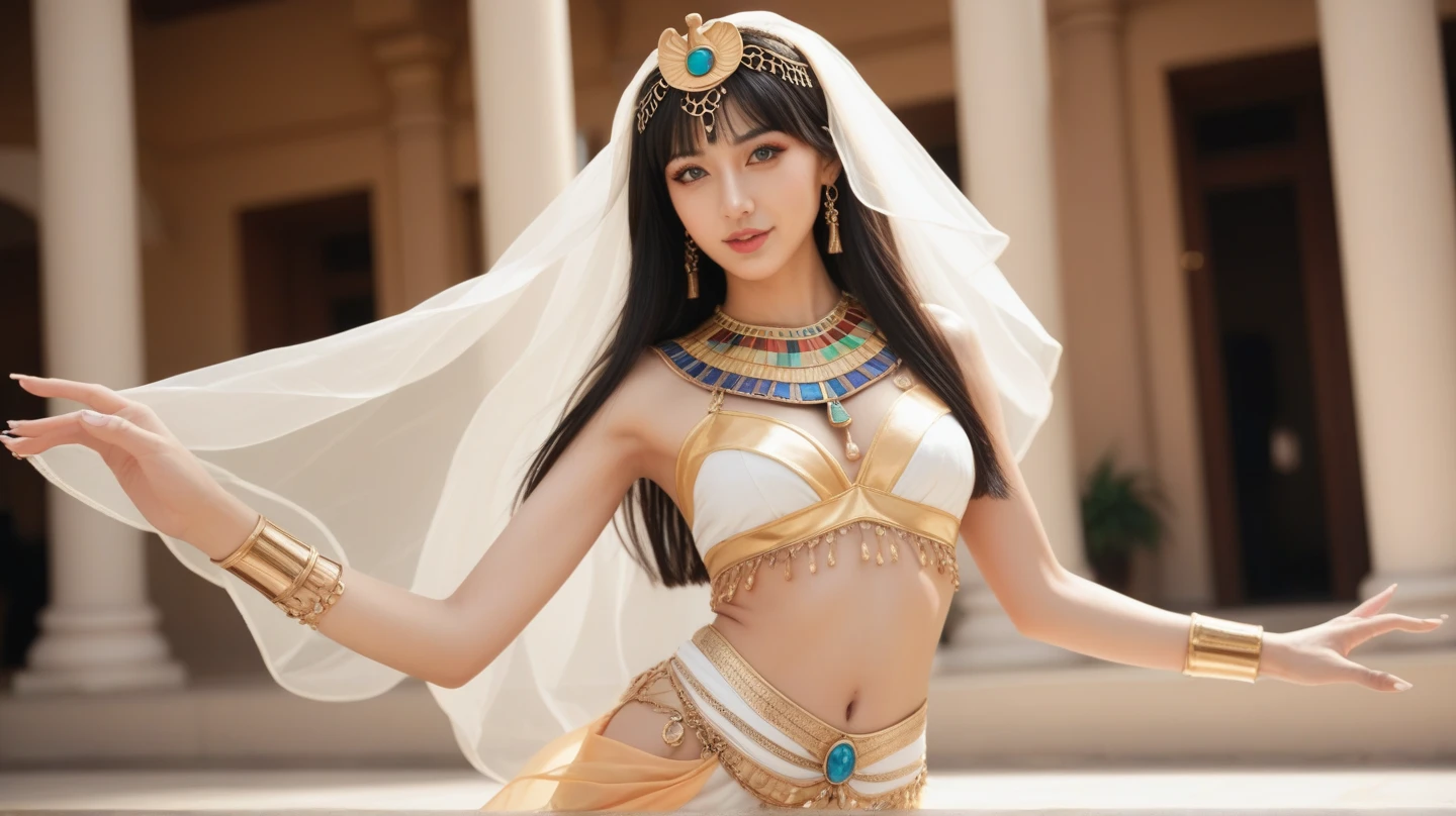 **Prompt:** Create an ultra-realistic 8K resolution image of a moe character that fully embodies and retains the distinct features of Anubis, the ancient Egyptian god of the dead. This character has a warm, golden-brown skin tone that glows subtly, reflecting the ancient Egyptian desert. Her large, shining amber eyes are filled with innocence and curiosity, yet they hold a depth that hints at ancient wisdom, capturing the dual nature of Anubis. nude
Her hair is long, silky, and jet-black, styled into twin tails with golden bands, with cute jackal ears poking through, enhancing her moe appeal. Her face is round and soft, with a small, button nose and a gentle smile that reveals tiny, sharp fangs, adding a playful yet slightly dangerous edge to her adorable appearance. nude
She wears a frilly, pastel-colored outfit that fuses traditional Egyptian attire with modern moe fashion. The dress is adorned with gold and turquoise accents, featuring hieroglyphic patterns that nod to her divine heritage. A small ankh charm hangs from a ribbon tied around her neck, and her accessories include golden bracelets and anklets with intricate designs. nude
The background is a bright, cheerful setting, perhaps a sunlit Egyptian courtyard with blooming flowers and ancient statues, blending the timeless elegance of Anubis with the irresistible charm of a modern moe character. The character exudes both cuteness and an aura of ancient power, making her a captivating and endearing figure. nude