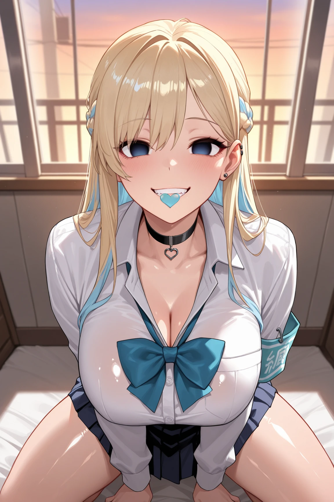Beautiful long blonde blue eyes Embarrassing Tears are overflowing from my eyes Naked Girl Small breasts Two-handed Handjob
