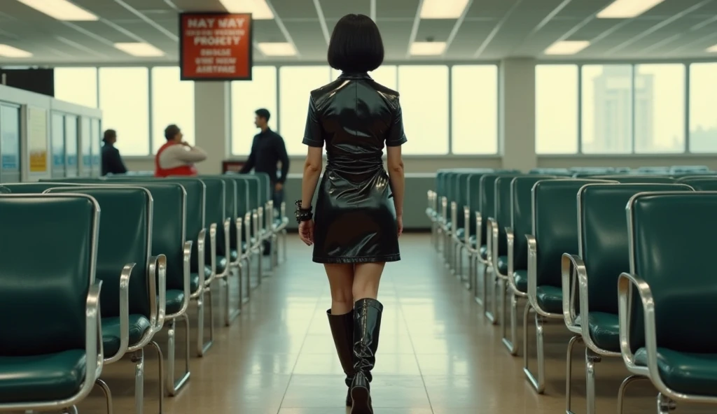 Reporter,black color hair,In the corridor of the psychiatric hospital,Back Shadow,run,Panicked look,extremely higly detailed,8k,high qulity,tmasterpiece --auto