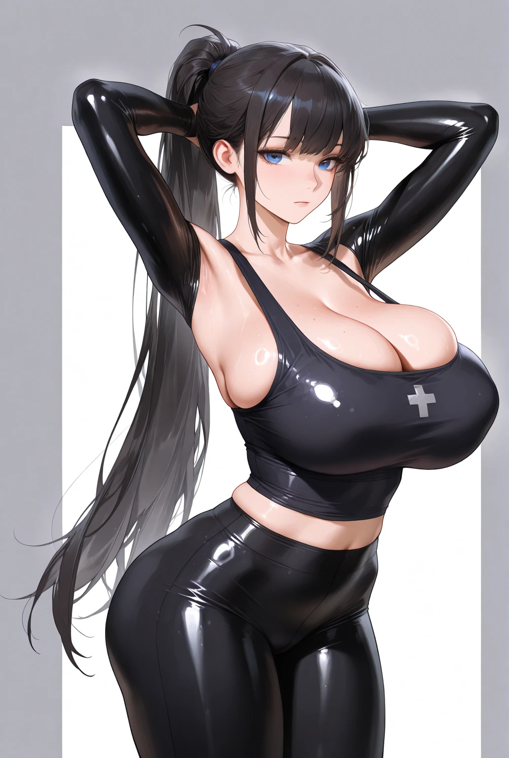 (8k, highest quality, masterpiece:1.2),\(eye\),(\(Garment Details\)\),Cowboy Shot,(Huge boobs) ,Very detailedなCG Unity 8k 巨大なファイルサイズ,Very detailed,High resolution,Absurd,美しいeye,Ray Tracing,Dramatic Shadows,finely,Hyper Detail,(1 girl:1.3),(alone)、Twin tails、Latex Chinese Dress、blush、Sweat、Thick thighs、hot、Haa、((Simple Background))、Knee socks、Face the front of your body towards the viewer、Wide Hips、Sexy、Squat、Spread your legs wide
