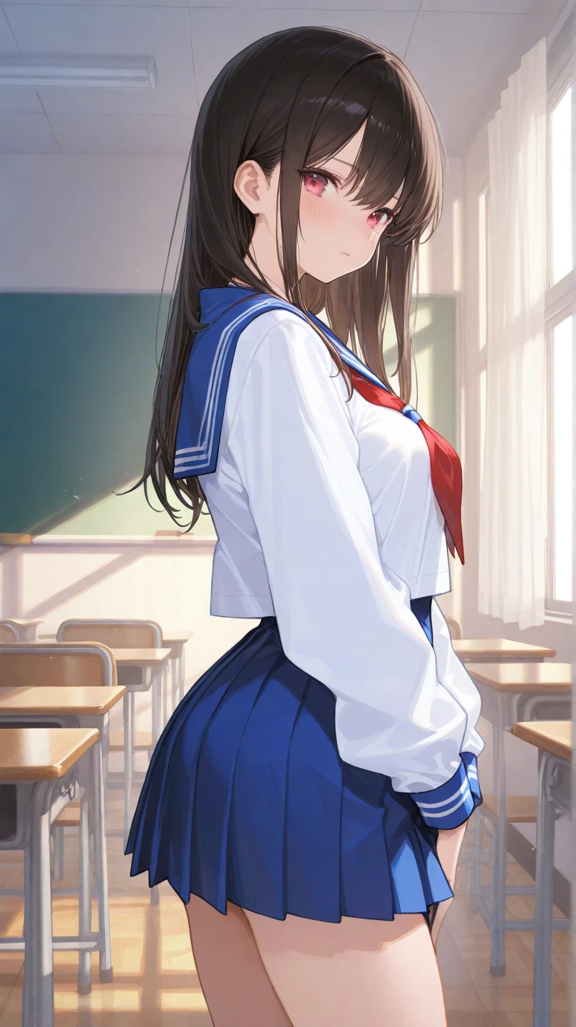 Best quality at best,High_Resolution,distinct_image,detailed back ground,Kizi,dampness,nakeness,Creampie,Flushing,Classroom,Blue school uniform,A shy look,Coquettish figure,On the desk