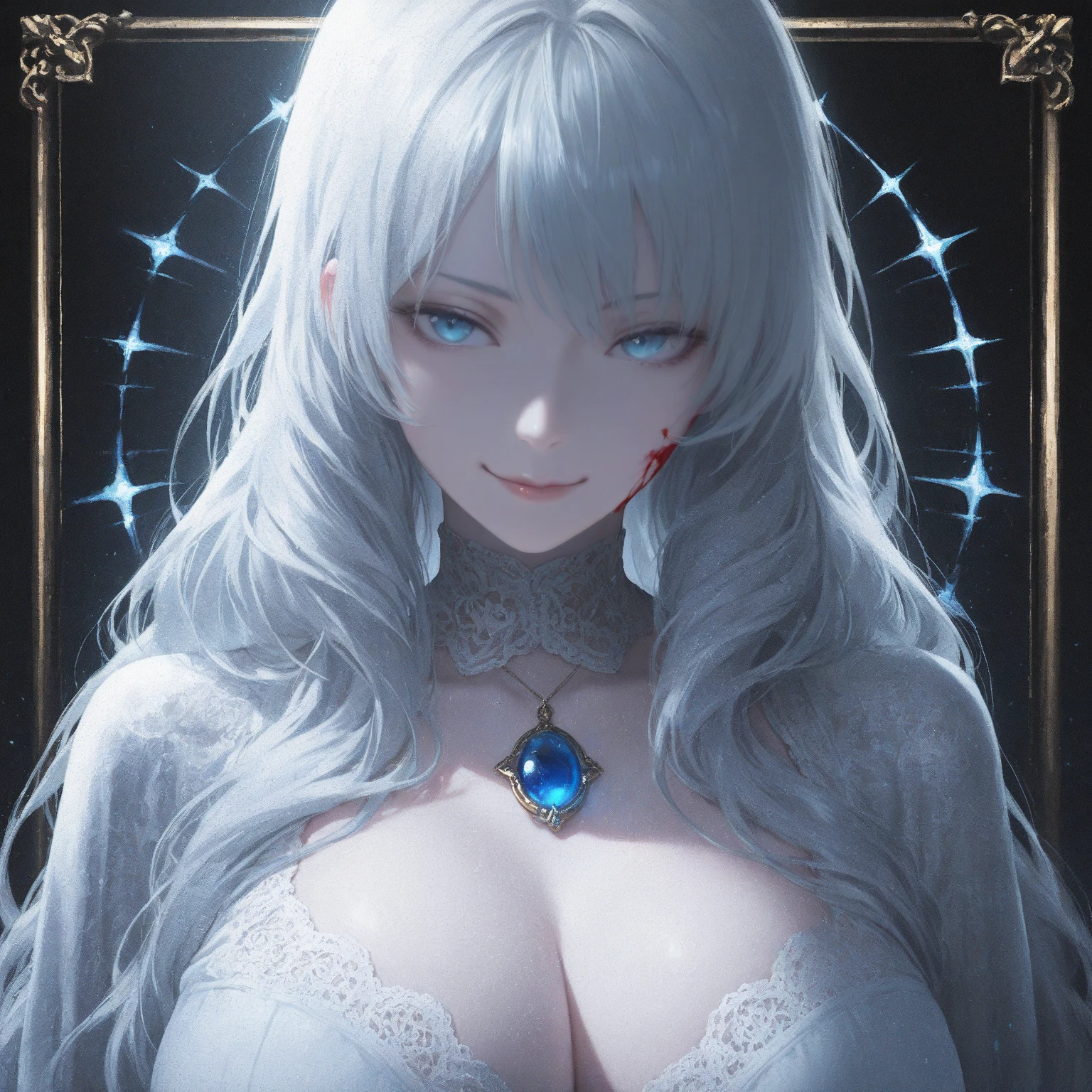 (masterpiece, top quality, 1 female, solo, exquisite details, chromatic aberration), (realistic), (skin), ((breathing)), (silver hair, blunt bangs, short cut straight long hair, short cut bangs, silver hair), beautiful hair, red headdress, blue highlights, hair over one eye, purple eyes, thick lips, earrings, piercing eyes, ((pink and white kimono)), ((symmetrical eyes)), ((perfectly symmetrical body)), ((perfectly symmetrical hands)), (purerosface_v1:0.3), night, (((self, natural light))), bright lighting, flowers blooming in the background, front of viewer, ((central shot, from the front, (face and waist))), mysterious atmosphere, flowers blooming around, light colored background, fortune teller in kimono, beautiful fortune teller, fortune teller, dark fantasy female fortune teller, female fortune teller, f Fantasy photography, magician, witch fairy tale, Japanese style, elegant cinematic fantasy art, fantasy woman, magician portrait, casting a spell, fortune teller, unsexy kimono, A powerful wizard stands in a mysterious forest, fluttering robes adorned with symbols, holding a glowing heart crystal ball, eyes glowing with mystical energy, spells leaking from his mouth, vivid swirling patterns of black magic pulsating in hues of red and blue appear in the air, magic permeates, flowers bloom and sacred creatures gaze in awe, threads of magical energy dance, revealing hidden realms and unravelling secrets, capturing the essence of this enchanting moment and bringing to life the mysterious power of black magic on a canvas of the highest quality and finest detail. Top Quality, Masterpiece, Ultra High Resolution, (Photorealistic: 1.4), RAW Photo, Sharp Focus, High Resolution, Detailed Skin, .