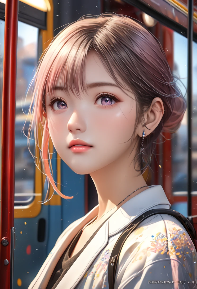 a school girl in north uji high school uniform waiting for train at keihan railway rokujizo station platform, evening, detailed realistic illustration, cinematic lighting, vibrant colors, intricate details, masterpiece, 8k, hyper detailed, dramatic lighting, sweeping perspective, natural environment, train station, atmospheric, moody, atmospheric, cinematic, hyperdetailed, stunning, sharp focus, extremely detailed, elegant, beautiful, elegant, charming, lovely, beautiful detailed eyes, beautiful detailed lips, extremely detailed eyes and face, long eyelashes, soft lighting, beautiful background, beautiful scenery, realistic, hyper realistic, highly detailed, extremely detailed, award winning, kyoto animation, intricate details