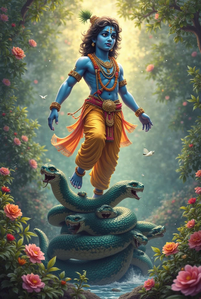 Krishna dancing on 7 snake's