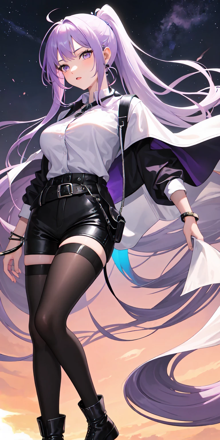 anime girl with purple hair and black stockings holding a knife, guweiz, guweiz on pixiv artstation, guweiz on artstation pixiv, from girls frontline, fine details. girls frontline, artwork in the style of guweiz, seductive anime girl, guweiz masterpiece, best anime 4k konachan wallpaper