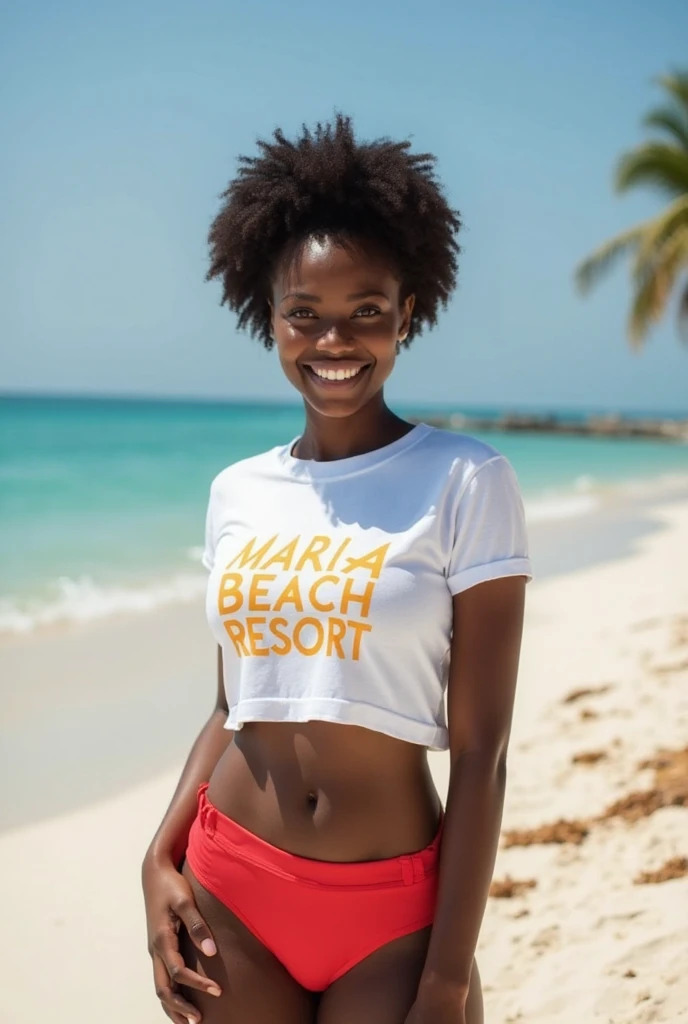 Very extremely sexy 32 year old Barbadian girl, angel face, very wet T-shirt, blonde highlights in hair, wet t-shirt competition in beach bar, light yellow colour t-shirt, (bestquality,4k,8k,highres,masterpiece:1.2),ultra-detailed,(realistic,photorealistic,photo-realistic:1.37), HDR, UHD,