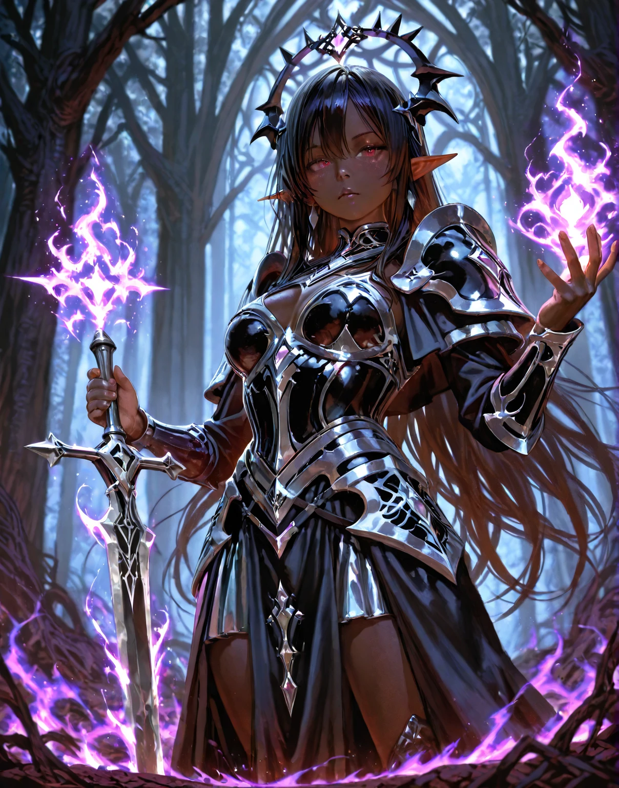girl, dark necromancer, evil look, necromancer dress, wielding a staff, sexi, small breasts, facepaint, bodypaint, dark aura, menacing, psychotic, highly detailed, vibrant appearance, creative behavior, imaginative, sensual, spontaneous, highest quality, skin texture, intricate details, (cinematic lighting), RAW photo, 8k, masterpiece,best quality,ultra-detailed,very detailed illustrations,extremely detailed,intricate details,highres,super complex details,extremely detailed 8k cg wallpaper,