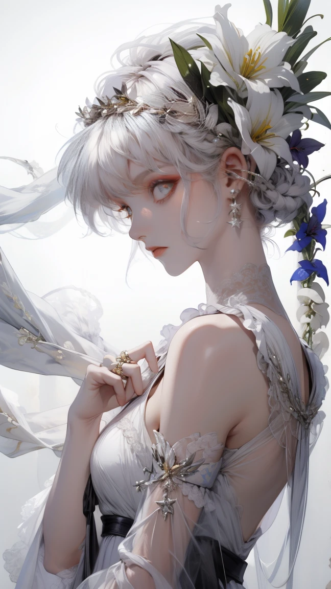 ((best quality)), ((masterpiece)), (detailed), perfect face, ((best quality)), ((masterpiece)), (detailed), perfect face(Golden ratio:1.2),(Fault color:1.3),[(White background:1.4)::10], (full bodyesbian:1.2),(Ultra-detailed:1.3), （white color background）white background, plain background (colorful ink paper flower grow on the face:1.2), teens girl，White hair，Red glowing eyes, photorealestic,（（（Red and white trench coat））），（Red scarf)，a black pleated skirt，black t-shirts，longer sleeves，（（With a hood）），((Multiple pairs of angel wings))，side-lighting, NSFW, Depicting female characters from ethereal anime in a high-quality anime art style，，，8K，Red and white shoes with a sense of technology，(chaotic geometric images:1.3),(nagative space:0.8),(Drawing board:1.3), (ether colorful ink flowing:1.3), a knight, white background, plain background, Bloodborne inspired, tatty Bloodborne attire, occult aesthetic, occult, tatty red and white clothing detailed and intricate steampunk and detailed gothic lolita (with a hood), long coat, Complex laced boots, Fluttering lace flared long knee length dress with frilly petticoats, long dress, knee length dress, pleated petticoats, lolita dress, petticoats gothic lolita, beautiful small breasts, (((( Highly detailed face))), small thin nose, Small thin lips mouth, (((Very sharp focused eyes))), Very large slit precision pale grey eyes that shine like jewels. very long eyelashes, Silver hair swaying in the wind, Emitting a dazzling light in a mandala pattern, white background, Very dramatic and cinematic lighting, tatty damaged old red and white clothing, full body, whole body, body, cosmic horror, grim dark