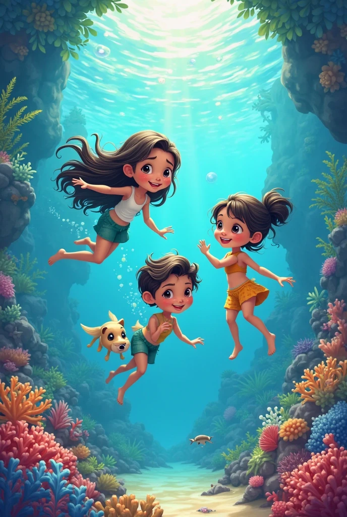As the party continued, Lily, curious and adventurous, wandered closer to the water's edge. The waves, gentle at first, began to grow stronger. Suddenly, a large wave crashed onto the shore, sweeping Lily into the sea. She cried out in fear, her tiny voice barely audible over the roar of the ocean.
Leo, who had been playing with a seashell, looked up and saw his sister struggling in the water. Panic filled his heart as he realized what was happening. He started crying, his trembling with fear.