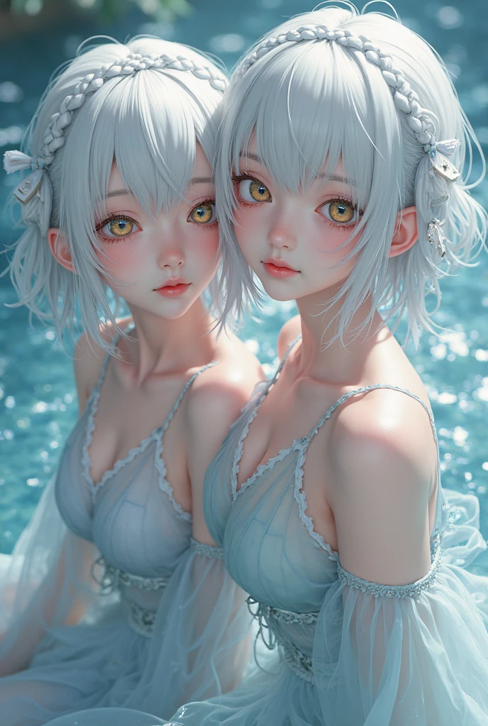 (masterpiece:1.28, Acutance, RAW, Realistic, 真实感: 1.37), realisticlying, softlighting. ( Tiny Girls jumping into the pool:1.2 )、{ Falling | splash water | shout | Luminous water surface | White and Vivid colors }, (under the mesmerizing back lighting), glistening ivory skin, sparkling highlights, Detailed KAWAII face with cute lips, long eyelashes, Delicate lace knitted clothes, Detailed open crotch, Whole Body proportions and all limbs are anatomically accurate . (correct limbs)
