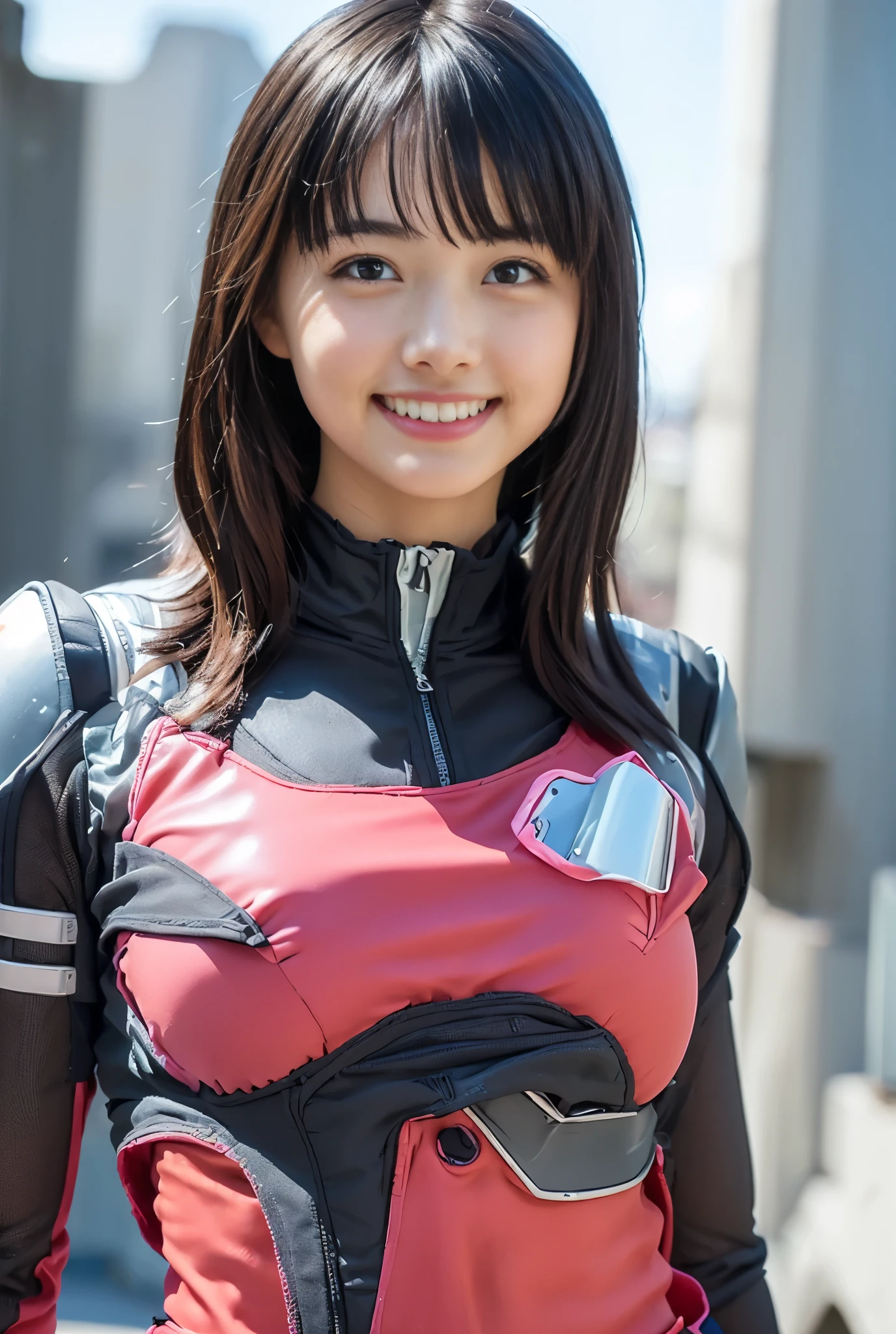 (8K、Raw photography、Highest quality、masterpiece:1.2),(Black Hair、Dark Eyes:1.9),(Plug Suit:1.6)、View your viewers,Front view,White skin,(:1.4)、(Tight waist:1.6)、(Clothes that accentuate the shape of the breasts:1.0)、(Big Breasts :1.3)、Slim figure、Ultra-high resolution,beautiful,beautiful fece,(One person、No background:1.9),whole bodyボディー,Japanese women,(reality的:1.37)、Photon Mapping,reality、(Baby-faced and cute: 1.4)、(Cute Smile: 1.8)、(Round face: 1.8)、Radio City、Physically Based Rendering、Depth of field rally background、photograph, (I can see your knees、Thigh close-up:1.8),(:1.6),whole body、Great quality