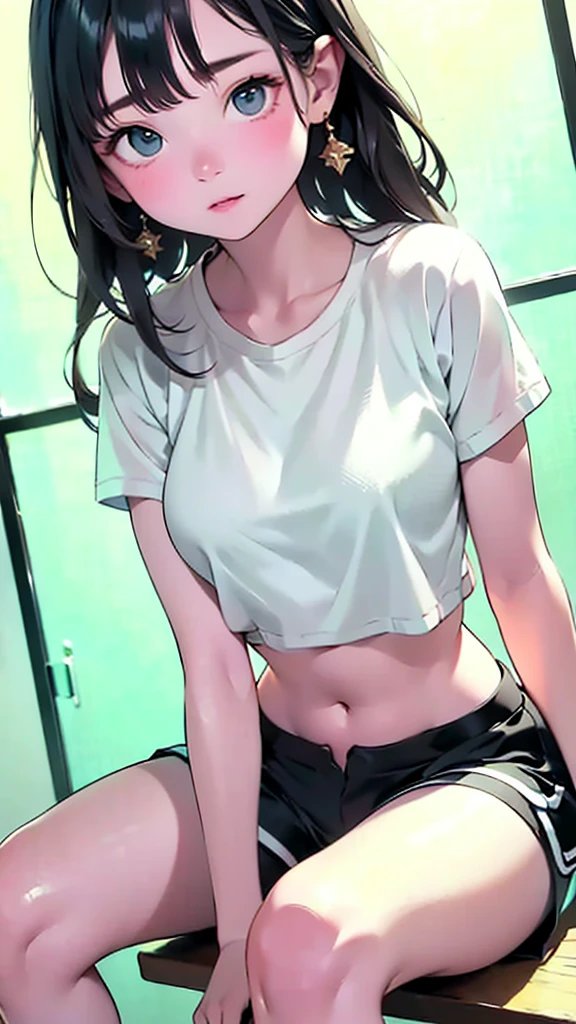 Make a naked brunette girl on the grass bend over in Nike pro shorts