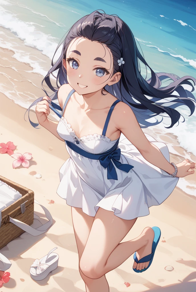 (((masterpiece)), (((highest quality)), (((very delicate and beautiful)), (Highly detailed CG Unity 8k wallpaper: 1.3), very delicate light, (Backlight), (steampunk),
/=、
(cowboy body)), (1 : 1.3), alone, (), (small), white swimsuit, high waist shorts, gray hair, blue eyes, earrings, (wavy curly short hair), (Ahoge), (cute face: 1.114), (fine eyes: 1.15), (cute face: 1.114)
, (Beautiful slender eyes and beautiful face: 1.15),
Smiling girl in a beautiful tropical landscape、looks happy. after her, the sun is setting, shine a warm light on the scene, create a dreamy atmosphere. far away, palm trees sway in the wind, Creates a sense of relaxation, retro atmosphere, sand etc.., sun, beach, Ocean, horizon, hang on.
Highly detailed ray tracing