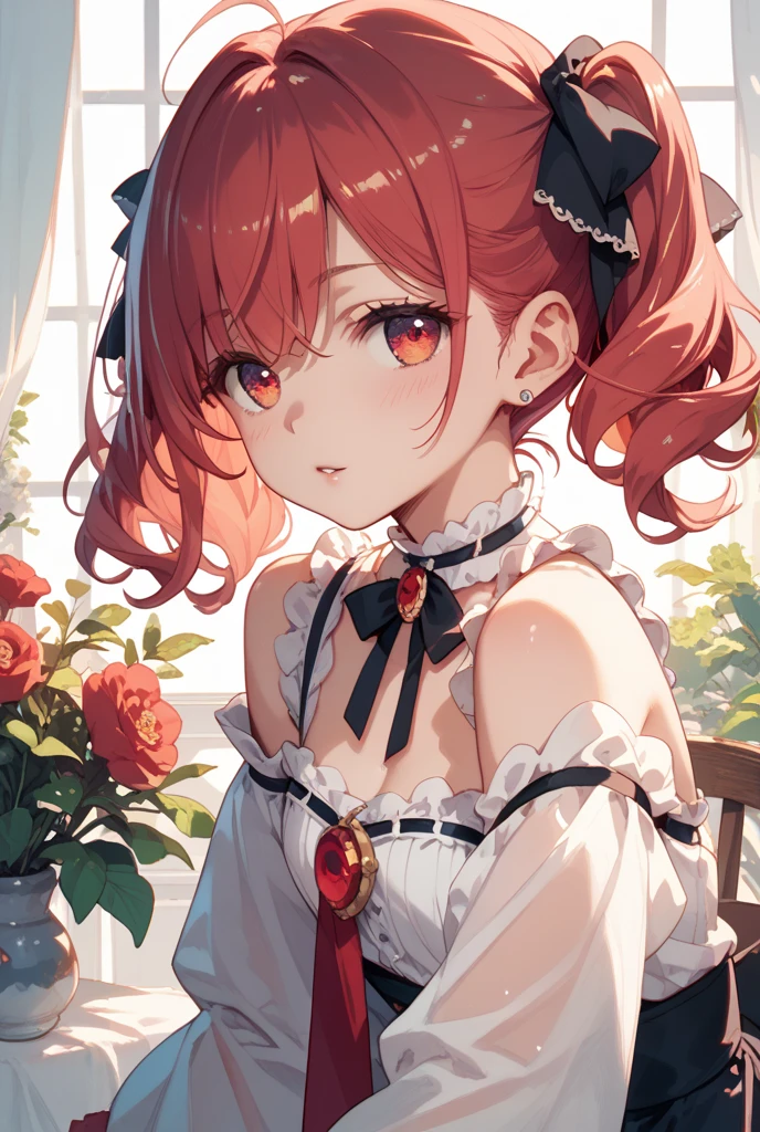masterpiece、Soft Focus , Bright gradient watercolor、Tabletop, High resolution, 8k, Anime Women, Delicate and detailed writing 、Detailed digital illustration、high resolution, high quality、Detailed Background、Close-up photo、(((Two arms、Four fingers, One thumb)))、Detailed female face、(Accurate Fingerasterpiece:1.2)、highest quality、High resolution、unity 8k wallpaper、(figure:0.8)、Highly detailed face、Perfect lighting、Highly detailed CG、(Perfect hands、Perfect Anatomy)、
(Cowboy Shot:1.1)、One girl、stand、basket、knife、Red apples、Red dress、red hair ribbon、Red Cape、Red Shoes、Red Hair、very short hair、red eyes、Big round eyes、Open your mouth、