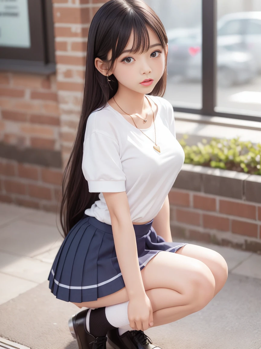 ((masterpiece)),(detailed),(perfect face),(thin),((sexy long legs)),((beautiful legs)),(slim),((middle-size chest)),((tits slip)),(horny smile),((very sexy emotional face)),((very long straight hair)),(looking at viewer),(black hair),((trained body)),((smiling)),(top-quality),(Photo realsitic:1.4),Raw photo,((two 13 year-old girl)),(((Random hair)),(((Take different poses))),glowy skin,(Happiness:1.2),(she wearing Thai university uniform black pleated mini skirt:1.5),((Thai university white short sleeve shirt:1.5)),((portrait)),((beautiful long legs:1.5)), ((in front of Thai university stairs:1.5)), Thai script in background, ((brown belt)), ((detailed cute face:1.5)), ((14-yo Thai nisit girl:1.5)), ((long beautiful legs:1.5)), nsfw, beautiful  thigh, ((white panty:1.5)), back shoot, ((celebeity face:1.5))