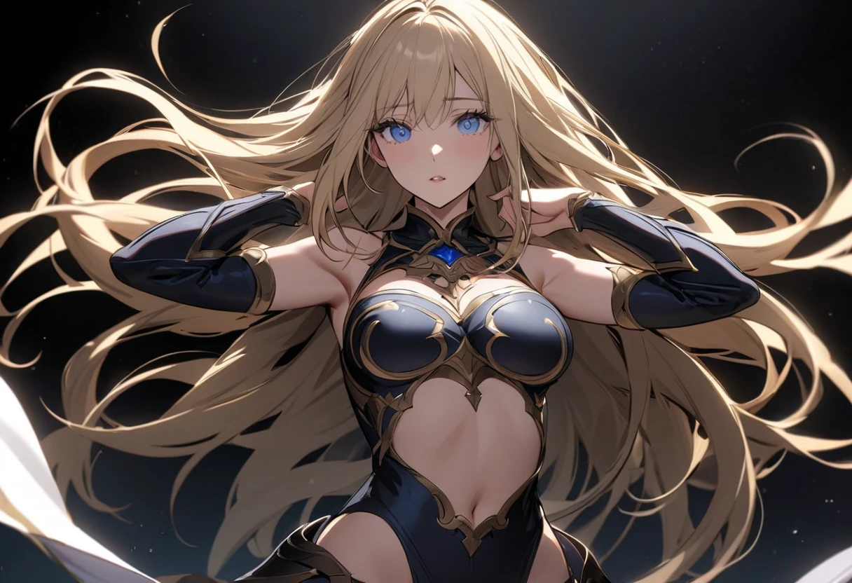 small breasts, blue eyes, long hair, blonde hair,