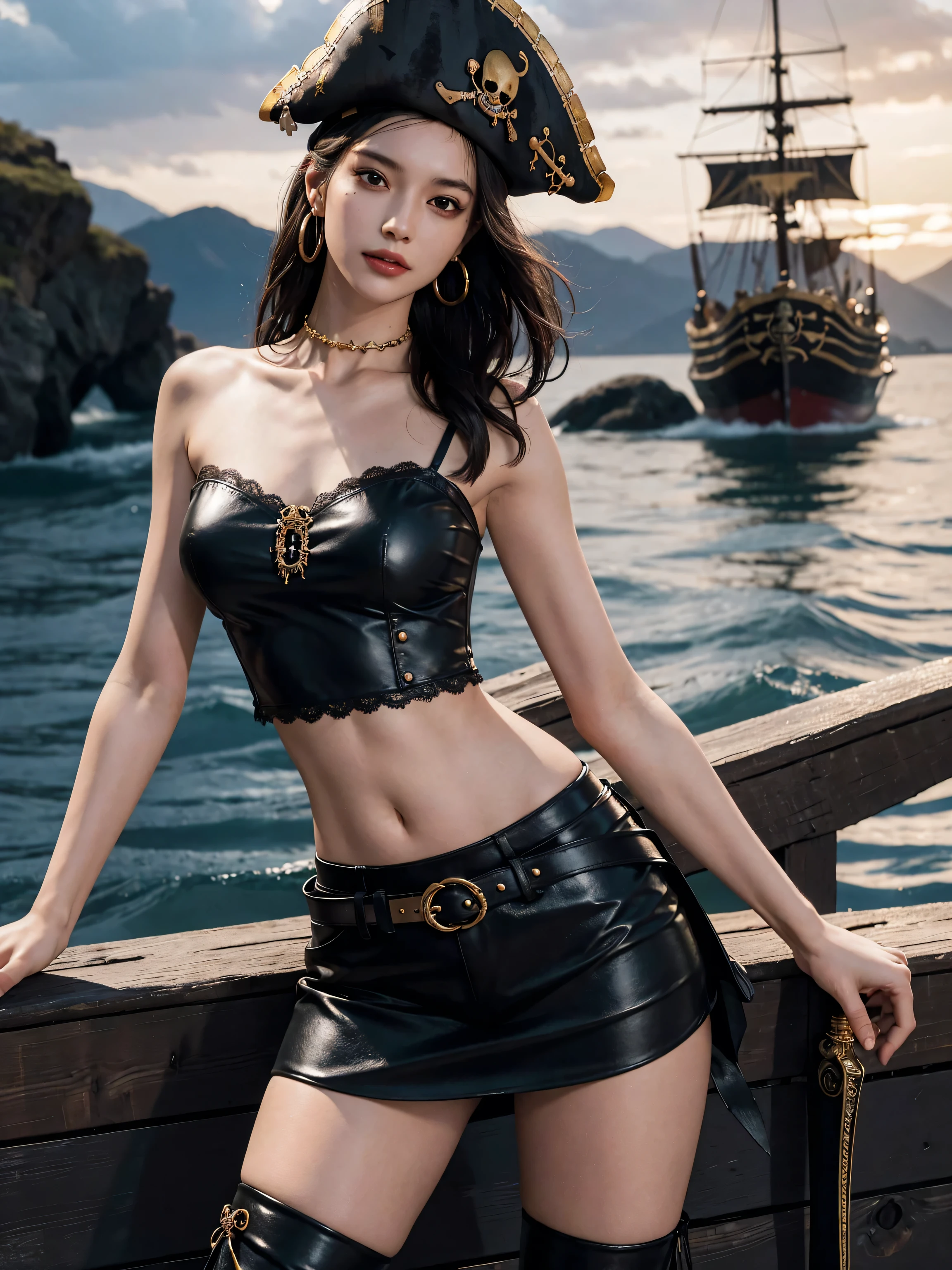 (masterpiece, best quality, high resolution, Ultra-detailed 8K:1.6), {(1 girl:1.6), Sexy beautiful girl with slim body, (Fisher:1.8):1.6}, (Ultra HD, Extremely detailed, Very detailed, Highly realistic, Ultra-realistic, Photo-realistic), {Deep Depth of Field, (Divine Light:1.2), (Reflected front lighting:1.1), (Soft diffused light:1.6) }, (1 Girl:1.5), (Long hair, Ponytail:1.4), (Dynamic and sexy pose), (Very fine and natural hair:1.3), Rear view, Facing the camera, A faint smile, (Large, firm breasts: 1.6), (Very delicate and natural face, Very delicate and natural eyes:1.3),(Very delicate and natural clothes:1.2),(Crystal blue eyes:1.2) (Sexy Brown Fishing Jacket, Jacket has a larger chest opening, Black shorts, Deck Shoes:1.5), {wave, (Enjoy midnight boat fishing, moonlight:1.6), (Sitting on a fishing boat:1.3),(In the Coral Sea, South Island:1.6), dolphin}