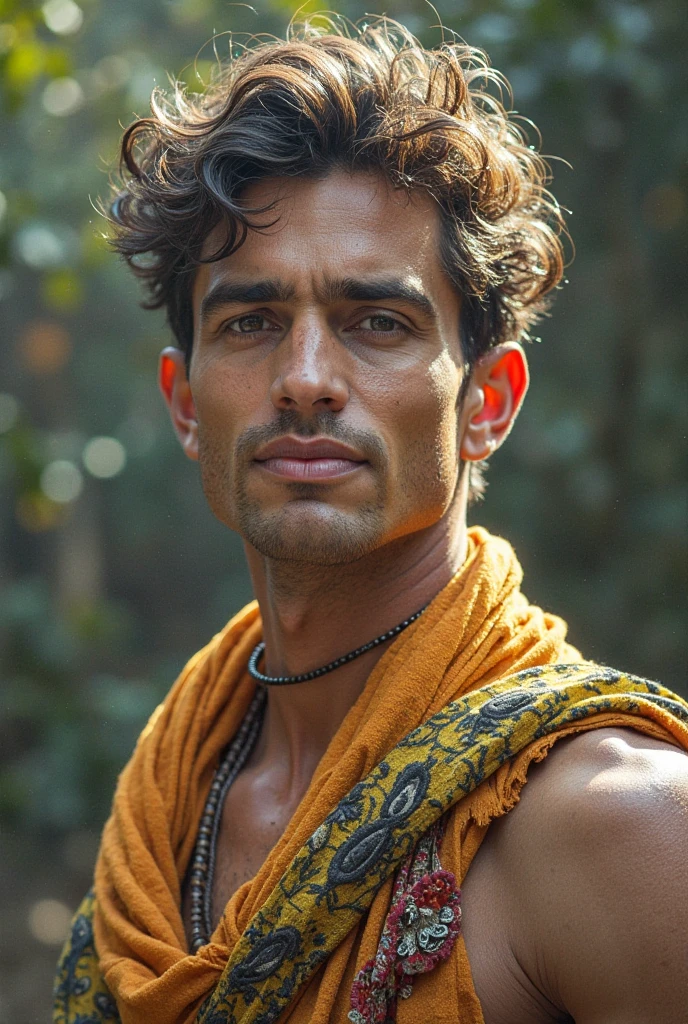 handsome Colombian indigenous man smiling in the sun