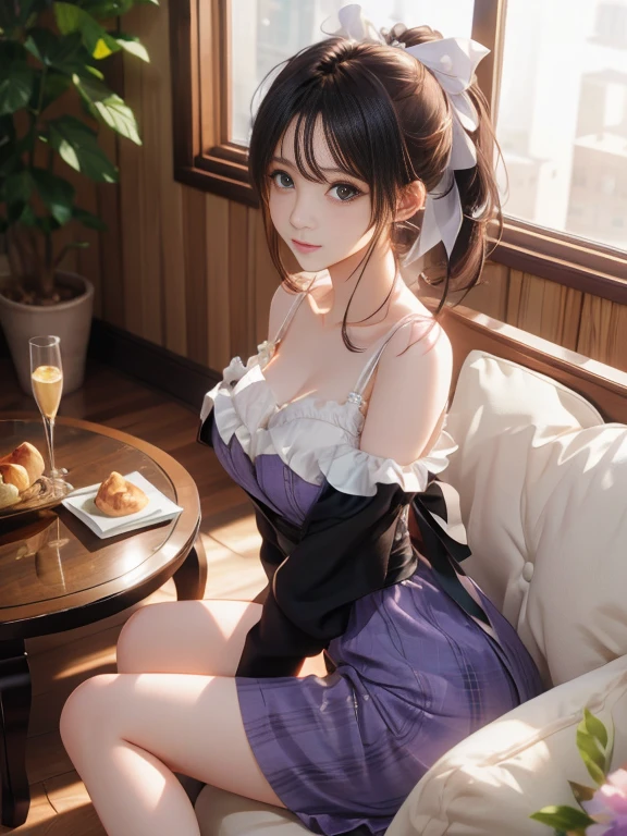 sksbrooke person, sksbrooke, (masterpiece:1.2), (best quality:1.2), perfect eyes, perfect face, 1girl, solo, brown eyes, (medium breasts), perky breasts, seductive look, blue Sparkle V Neck Sleeveless Spaghetti Straps A-Line Mini Summer Dress Cocktail Dress with heels