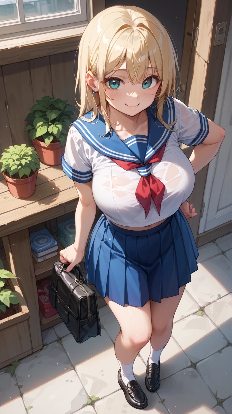 nsfw:1.5, Top quality, ultra high resolution, , (top quality, high resolution, 4K, detailed lighting, shaders, perfect anatomy, perfect proportions), eye of the beholder, (masterpiece, top quality) (top quality, 4K, 8K, high resolution, masterpiece: 1.2), highly detailed, (masterpiece: 1.3, top quality, ultra high resolution, ultra detailed), (top quality: 1.2), perfect eyes, perfect face, (top quality, 4K, 8K, high resolution, masterpiece: 1.2), highly detailed, (top quality, 4K, 8K, high resolution, masterpiece: 1.5), masterpiece, top quality, ultra detailed, top quality, high resolution, 32K CG, very delicate and beautiful, illustration, high resolution, sharp focus, very beautiful and detailed anime face, very detailed eyes, ((masterpiece)), ((best quality)), (super detailed), ((cute)), cute, ((very detailed)), 4K, (8K), best quality, (best quality, 8K, 32k, masterpiece, super high resolution, very detailed, impressionistic:1.2), blurred background, (two arms) , (two legs), (four fingers and 1 thumb) , one belly button,
(Profile: 1.2). (Looking away: 1.8). (Short-sleeved sailor uniform: 1.6). (School bag: 1.4). (Crowded train platform: 1.4). (Sitting: 1.7). (Having her navy blue skirt pushed up to reveal her private parts: 1.8). (Her clothes have been pushed up to reveal her large, beautiful breasts: 1.8). (Beautiful face: 1.2). (Neatly trimmed blonde pubic hair: 1.5). (Beautiful blonde hair: 1.4). (Ponytail with red ribbon: 1.3). (White choker: 1.5). (Her bangs are swept to the side, revealing her forehead: 1.6). (Blue-green eyes). (Extremely embarrassed expression: 1.8). (Blushing with embarrassment: 1.6). (Pale skin: 1.4). (Perfect proportions: 1.6). (Small pink nipples: 1.3). (Breasts, nipples and genitals not covered: 1.7). (No panties: 1.5). (Full and beautiful breasts: 1.5). (Perky breasts). (Thin waist). (Slender figure). (Nice butt: 1.1). (Realistic facial expression: 1.4). (Realistic skin: 1.4).