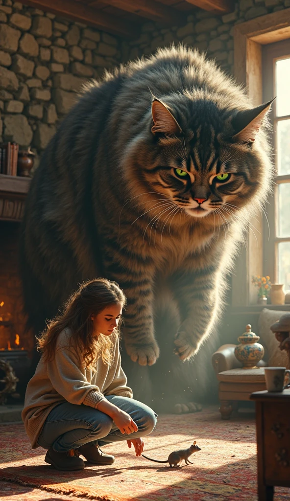 there is a Cat that is sitting on a woman's lap, 美丽的number艺术work, Realistic fantasy illustrations, 华丽的number艺术, Cat. number, 美丽的number艺术, 令人惊叹的number艺术, Great photos, Stunning digital illustrations, very 美丽的number艺术, Emotional pictures, 令人惊叹的number艺术, Realistic Art, Realistic graphics, by Relia Penesic, beautiful 华丽的number艺术