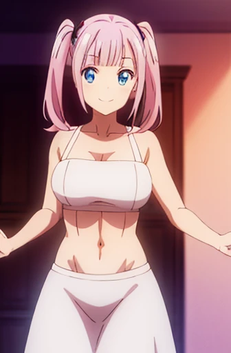 masterpiece, high quality, 8k, Beautiful lighting,sunny day,1girls,Miyako Shikimori, {{{{{pov,nsfw:1.9}}}}}, {{{{{(nude)}}}}},,,((small breasts)),,,squinting,((light blue lace bra)),((light blue lace panties)),(close up),blush:0.9,pink hair