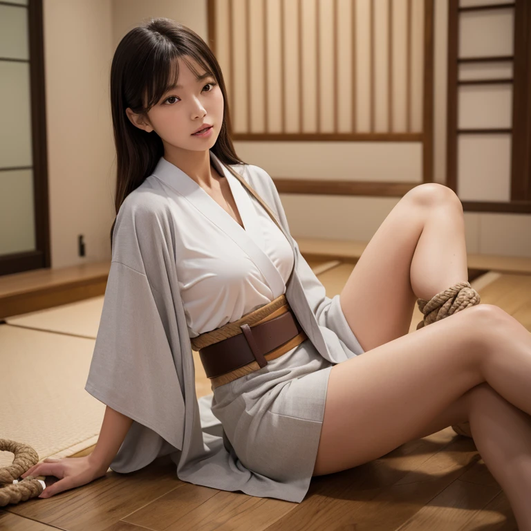 meticulous portrayal of face,1 noblewoman,(Hairpins),(Camellia kimono),(Long flowing colored hair),Simple and elegant Japanese clothing,Collar, the perfect face,Perfect Finger, perfect eyes,Extremely normal body,Ancient Japanese town background,Perfect background,Beautiful looks,Clear Eyes,Leanness,Bare feet and wooden clogs,The intelligent sparkle in his eyes,Barefoot indoors,If outdoors, wear geta,A pure and beautiful girl,Kimono underwear,Thin undergarments,No underwear rule,Are thin,Thin legs,thin thighs,the waist is very thin,Small breasts,Flat Bust,Small butt,Thin and small hips,The lower body is thin,Anatomically correct hand,Anatomically correct fingers,Anatomically correct feet,Beautiful leg style,Beautiful legs stretched out,Artistically beautiful nipples,