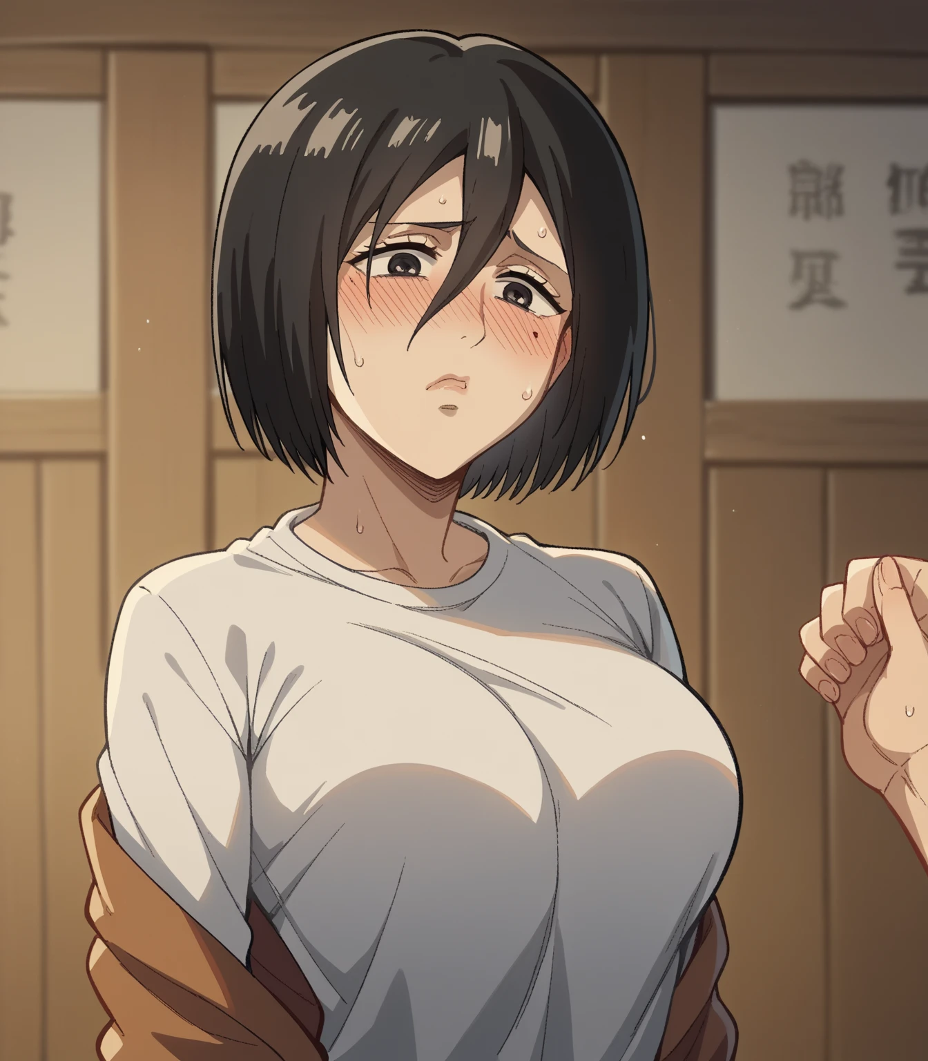 1 Female,Crying with face and body facing forward,selfie,from the front,sexual climax,orgasm face,Blushing,highest quality,8k, Ultra-high resolution,well-proportioned body,Beauty,Small and beautiful breasts,Completely naked,Focus on the face,to close range,POV,Ribbed panties,Focus