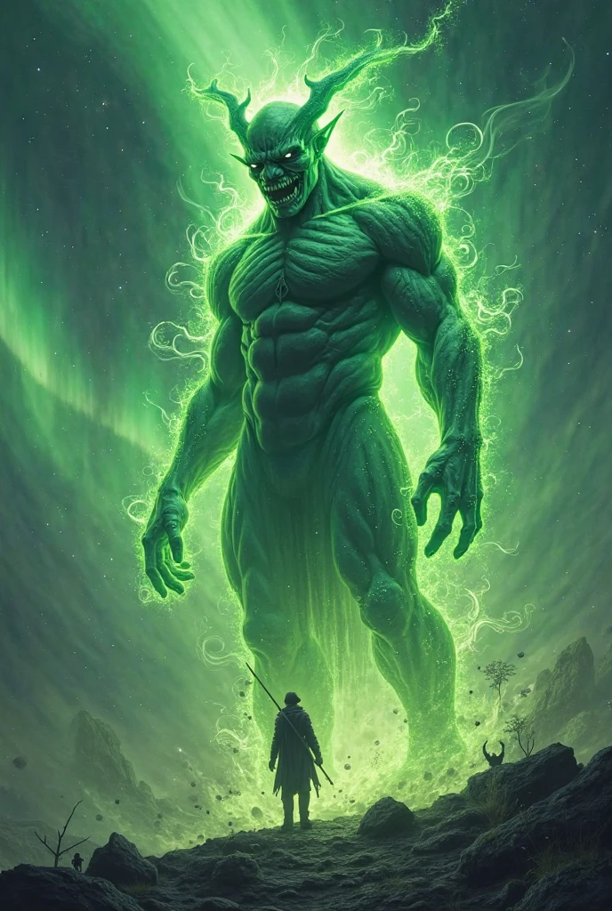 A green being without arms that explodes