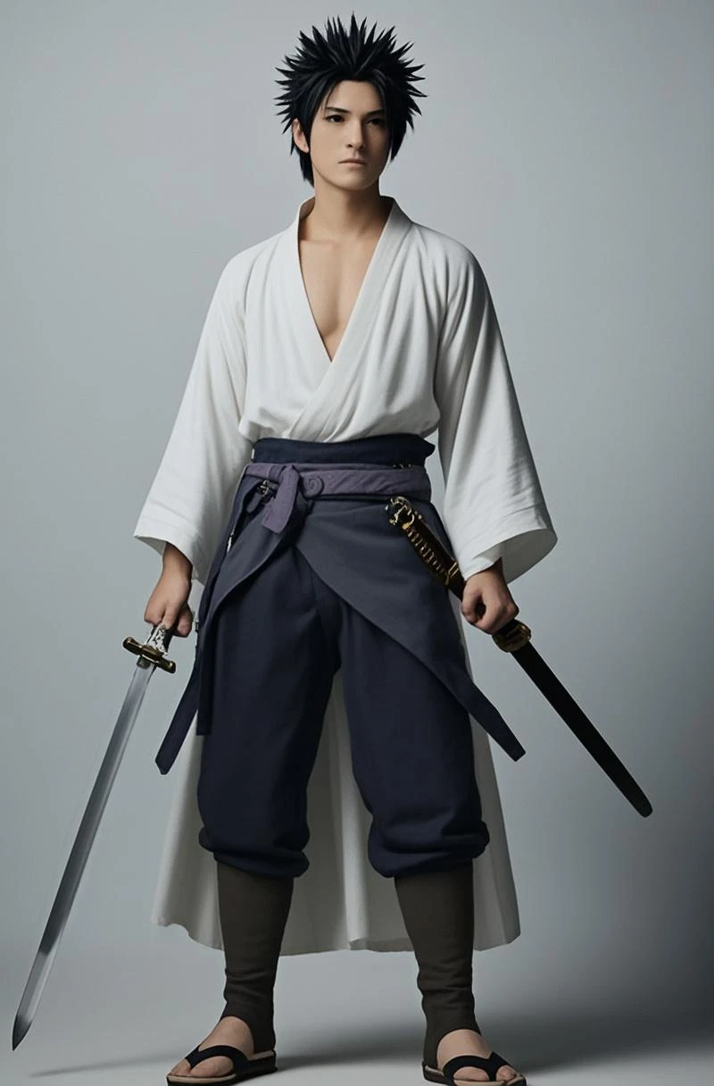 ((best quality)), ((masterpiece)), ((realistic)), (detailed)
, narrow waist, Slim waist, , ((thin)) , , (sweating, , swet), japanese male, (japanese)
<lora:Anji_Mito:1>
(dynamic pose:1.4)
anjimito,
japanese pants,
long sleeves,
belt,
abs,
big male breats,
headband,
eyeglasses,
nipples,
wristbands,
spiked hair,
japanese boots, fans,
