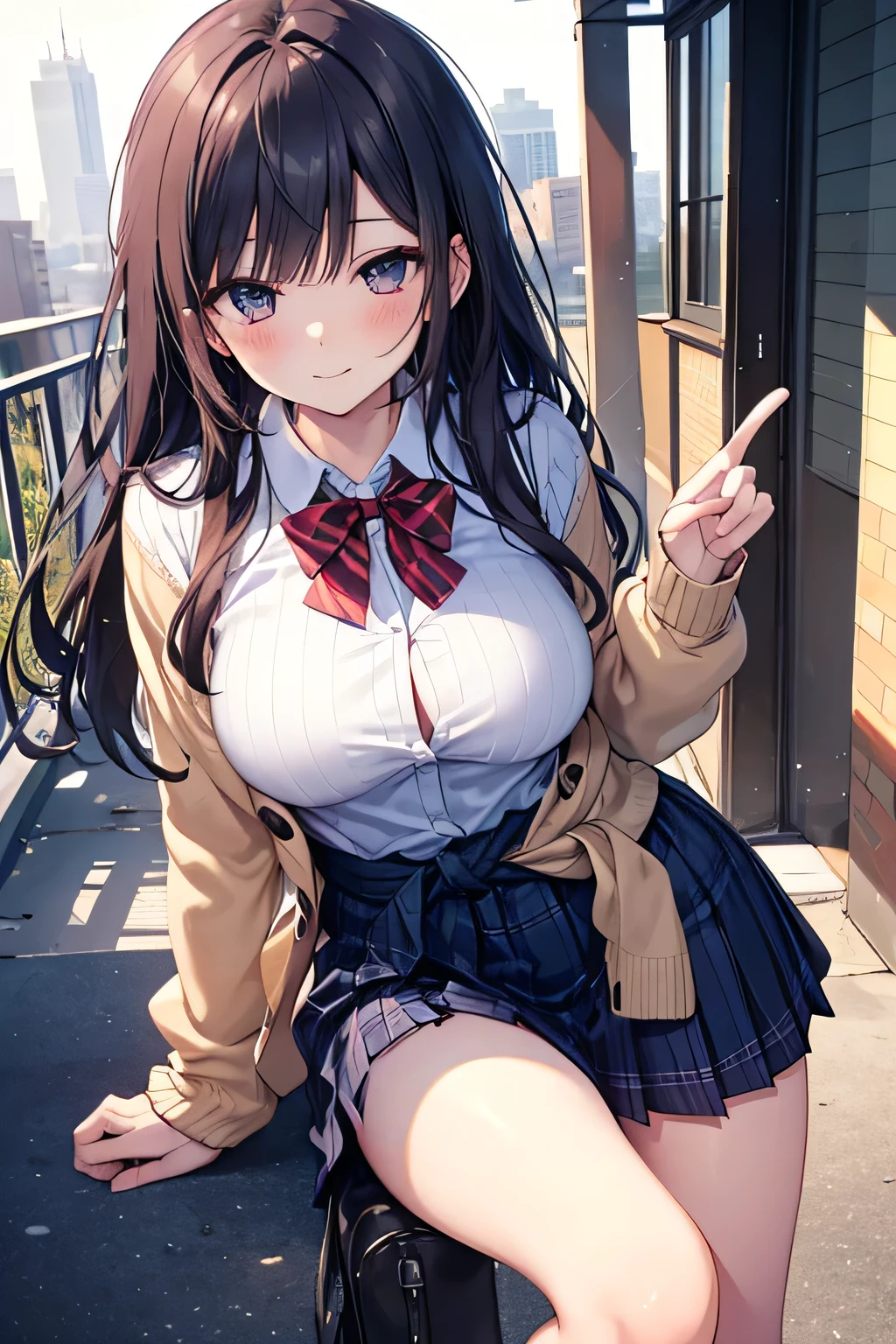 (masterpiece:1.2, highest quality), (Realistic, photoRealistic:1.4), Beautiful illustrations, (Natural Side Lighting, Cinema Lighting),
(From behind:1.2, Bottom View), View your viewers, whole body, 1 girl, Japanese, high school girl, Perfect Face, Cute and symmetrical face, Shiny skin,
(Long Hair:1.8, Straight hair:1.7, Blonde), Asymmetrical bangs, Purple eyes, (Large Breasts:1.1, Thick thighs),
Beautiful Hair, Beautiful Face, Beautiful fine details, Beautiful clavicle, Beautiful body, Beautiful breasts, Beautiful thighs, Beautiful feet, Beautiful fingers,
((Light blue collared shirt, Navy Pleated Mini Skirt, socks, Navy them, Light brown cardigan, White knee-high socks)), Pink Panties,
(Beautiful views), evening, School stairs, walking, Leaning forward, (Perfect Fingers:1.3), Vibrator in knee socks,
((Ahegao, Embarrassing, Scared, Open your mouth)), Looking up from the bottom of the stairs, 、Camel Toe、Giant tit、Nipple Puffs、Cleavage、Plump、Super big breasts、Super big butt、School Ghost Stories