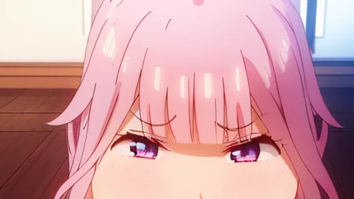 ((masterpiece, best quality)),high resolution,ultra detailed,8k,16k,detailed background, perfect lighting,detailed beautiful eyes,1girl,nsfw,embarrassed,blush,look at viewer,(steam,sweat:1.2),aroused,seductive eye,(from above,from front:1.4),(pov:1.4),face focus,fisheye lens,1boy,1penis,(oralsex),(deep fellatio,hetero:1.4),:>=,(penis in mouth),cum in mouth,portrait,haru urara,pink hair,pink eyes,long ponytail,short stature,little_girl,child_body,small breast,flower shaped pupils,(anime style:1.2),seaside beach
