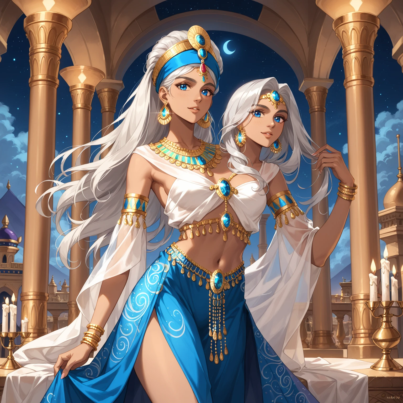 whitening gray hair long hair blue eyes smile tiara green egyptian costume beauty sexy big breasts mature whole Mysterious Charm fascinating I don't think so. pyramid valley key beautiful breasts cover your mouth fortune teller holding tarot cards in hand egyptian ankh Inside the pyramid palace
