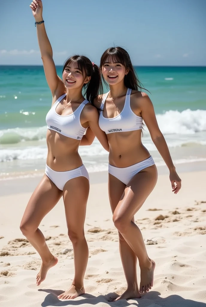Pretty female lifeguards at sea 