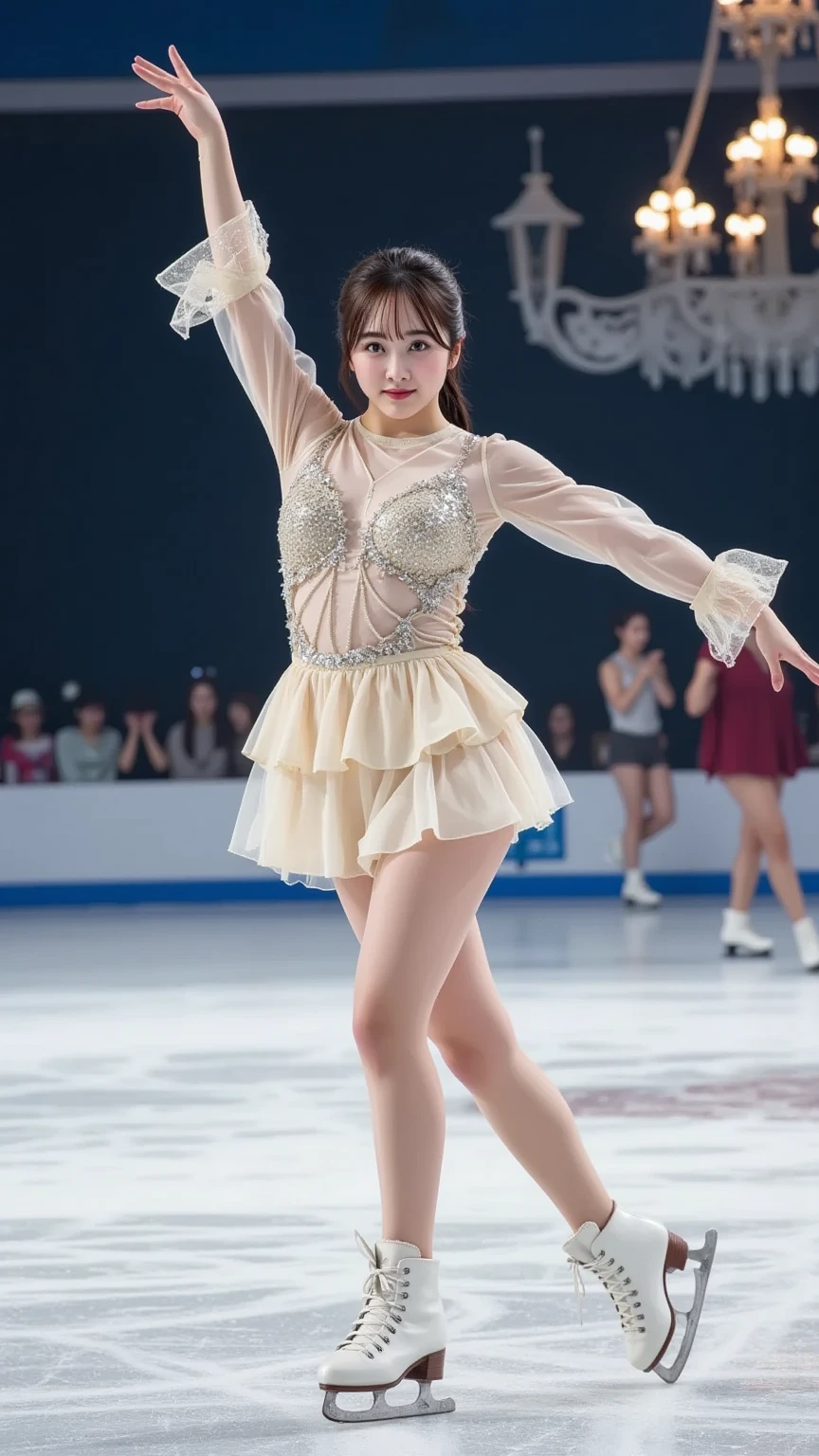 Figure skating、Figure Skating Jumping、Beautuful Women、Pretty Woman、figure skating costumes、japanes、White miniskirt、Clothes that show breasts Micro clothes、Cute Japan person、Haruka Ayase、Haruka Ayase、Dainty schoolgirl、Women's Figure Skating、Raise your legs wide、