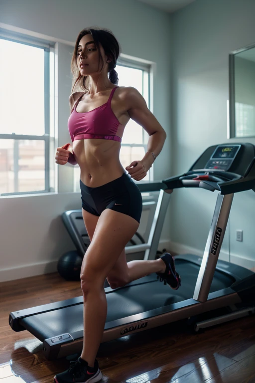 Woman running on a treadmill