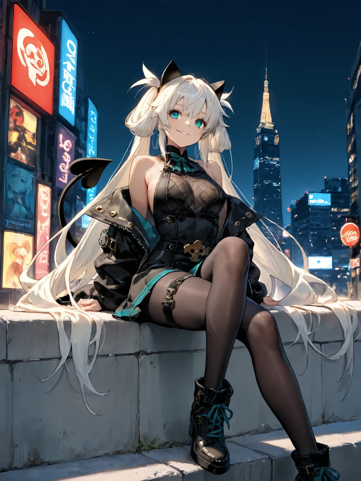 heavy rain，Gorgeous high heels，Under water，grabbing the breasts，Official fine art，tmasterpiece，，Nice high ponytail hairstyle，Delicate and beautiful eyes and face，realisticlying，ultra - detailed，a beauty girl，blue-sky，scenecy,Long straight hair, sexy facial expression, buliding, (Cityscape:1.7), Dynamic hair, , , paleskin, hair adornments, epic landscapes,deep in the night，Masterpiece, Best quality,Bare shoulders, white thighhighs, Hair ribbon, Large breasts,black long socks