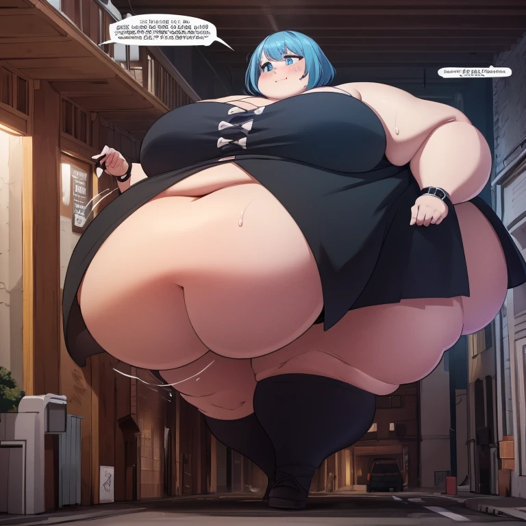 1girl, top-heavy figure, ((((incredibly big chest)))), ((((big tits)))), (((saggy chest))), pout, embarassed, shortstack, short woman, small height, mature, standing, full body, obese, fatty, out of shape, bbw, ssbbw, Fujiwara Chika, pink hair, blue eyes, red ribbon, black bikini, pantyhose, high heels
