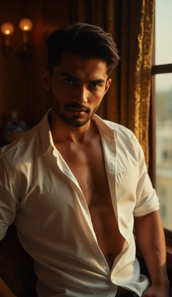 a man in indian lux venus undervest and lux classio black underwear, full body photo, black underwear with one boyfriend in undervest and black trunk underwear, detailed portrait, extremely detailed eyes and face, longeyelashes, photorealistic, 8k, hyperrealistic, studio lighting, dramatic lighting, ultra-detailed, physically-based rendering, vivid colors, cinematic lighting