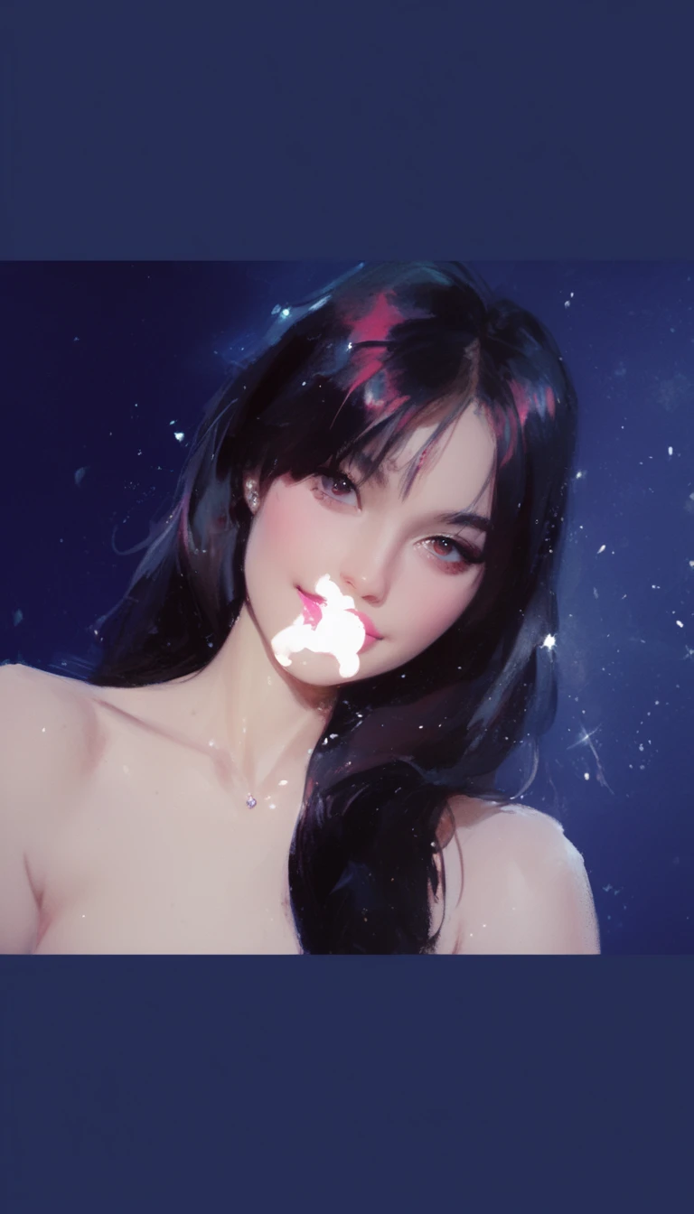 very sexy girl, long black hair, glasses, naked,((blowjob, cum on face, deep throat, cock stuck in whole mouth, a lot of cum,)) small breasts, lascivious look, large window with a view of the night, stars, moon, (art inspired by Bill Sienkiewicz). oil painting)
