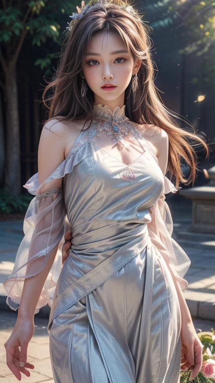 (Realistic),masterpiece,best quality,cinematic lighting,natural shadow,highest detail,professional photography,detailed background,depth of field,insane details,intricate,aesthetic,detailed face,subsurface scattering,looking at viewer,Bird's Eye View,
edgFD,1girl,photo of a cute girl,full body,light smile,charming,20yo,Side braid Hair.Bald,Lavender hair,wearing brown edgFD,fantasy_dress,Sari,Fringe,outdoors,Crying,
<lora:GoodHands-vanilla:1>,<lora:add_detail:1>,<lora:Better light:1>,<lora:edgFantasy_Dress:0.8>,Style-GravityMagic,