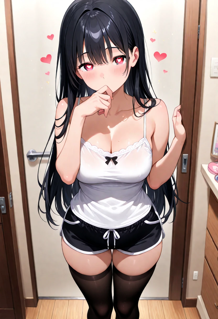(( masterpiece, highest quality))), (girl)、NSFW、at close range:1.5、、、on the bed、wariza、cute、black hair、twin tails、(Floral bra、floral panties)、angry look、anger、Are crying、((close)), ((flushed)),,,Sweat、perfect lighting、perfect composition、