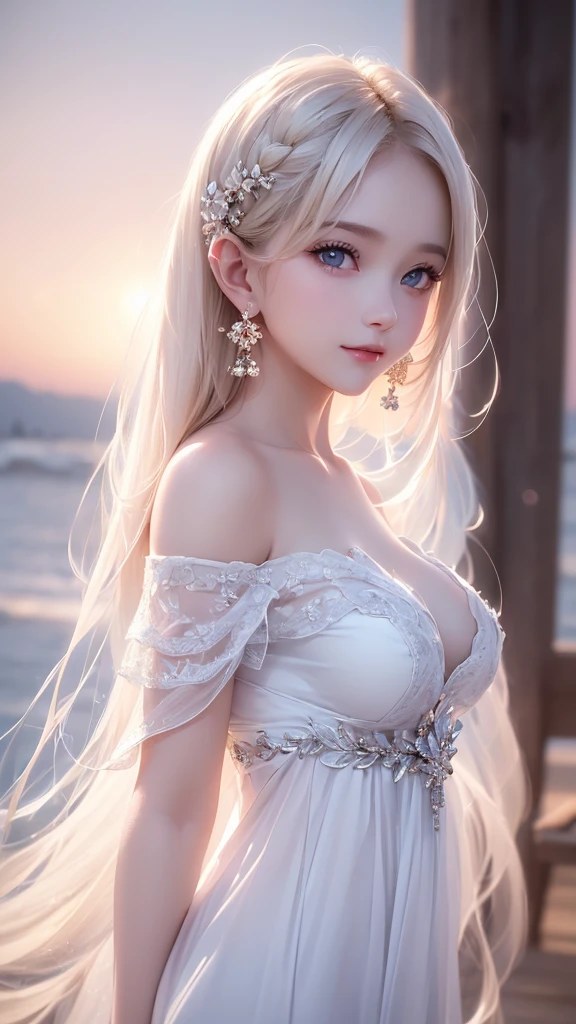 Sexy goddess,best qualityer,Snow-whiteskin,8K high quality,Sexy goddess,A pair of big eyes are beautiful and moving,Golden crown,Dressed in white veil,The lower body is a long white gauze dress,White skin,Makeup,Red long-haired,curlies,Sexy outfit,Volt view,Look up,gold;jewely;Blue Electric,Space-time gate,Lying on the sea,the ocean,swell sea,lighthouse,shoreline