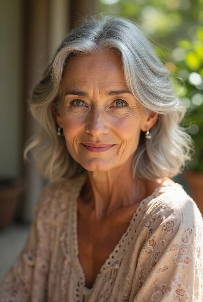 Elderly grandmother、Mouth wrinkles、Heavy makeup、Gray Hair、Thinning hair、There are so many wrinkles、Swimwear、