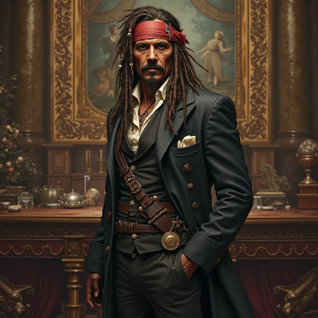 Jack Sparrow dressed as eighteenth-century French aristocrat