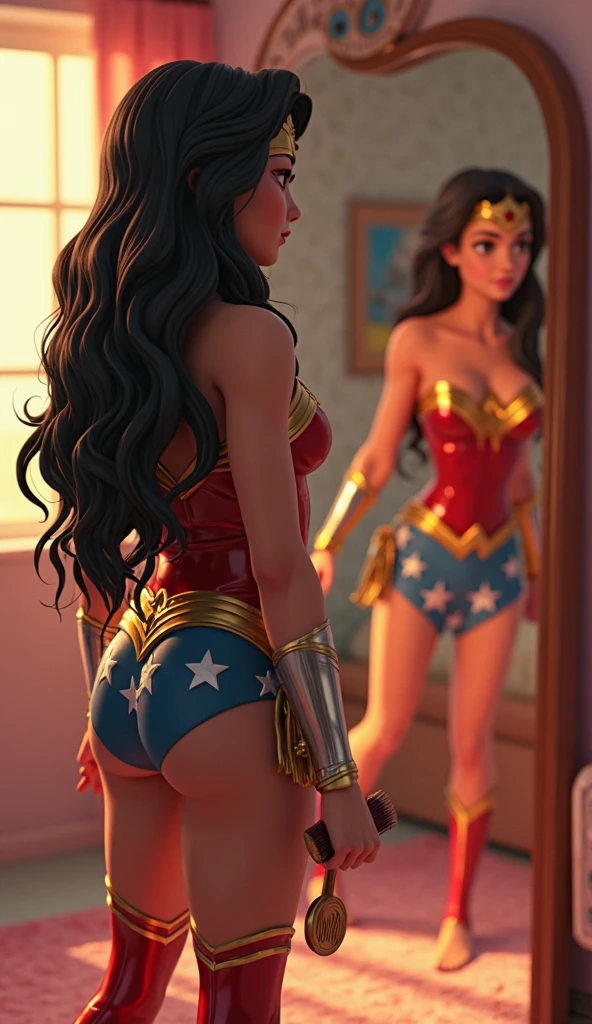 (arms behind back:1.4), master part, (melhor qualidade), olhos perfeitos, wonder woman