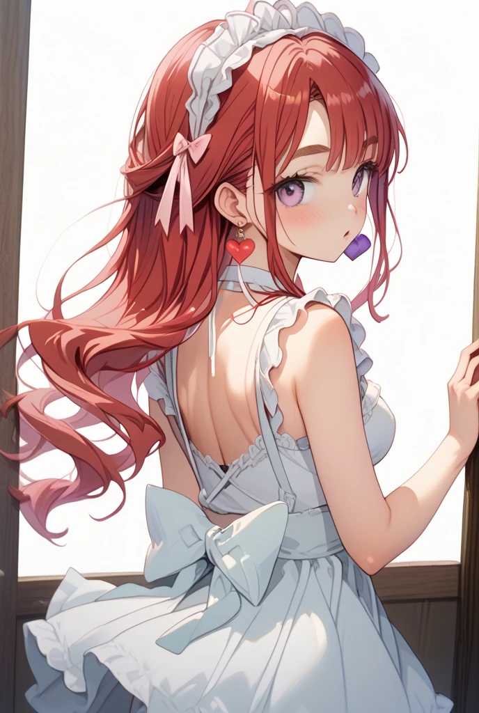 Ultra-high resolution,masterpiece, Attention to detail, Highest quality, 4K,(Red hair twintails,heterrochromia, red eye,yellow eye),(well endowed,Captivating body、Ultra-detailed skin、Beautiful eyes、Detailed Background),1girl、(Wedding dress、Embarrassing)