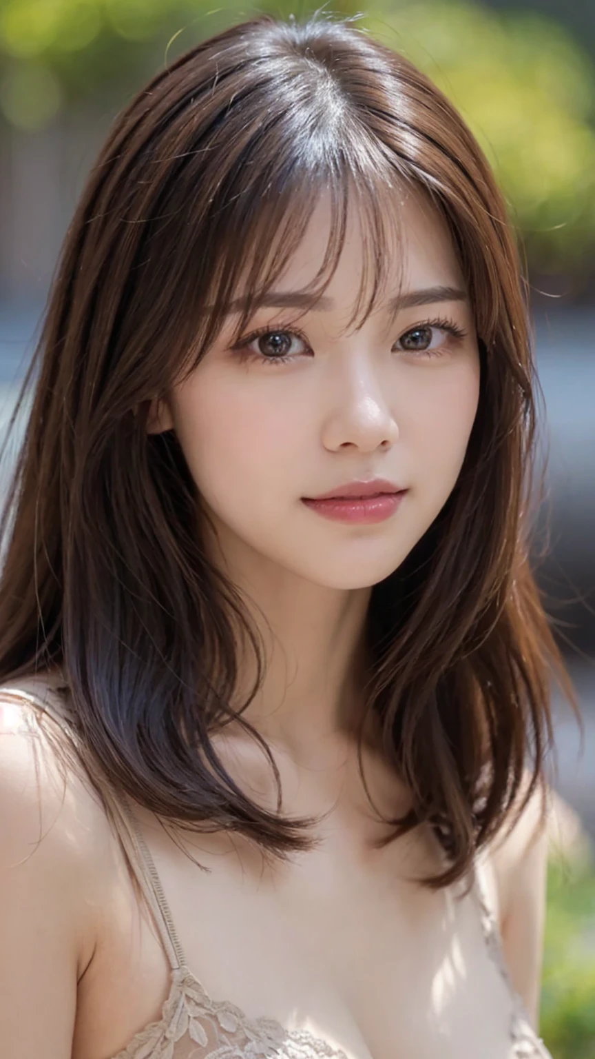 (Highest quality,masterpiece:1.3,Ultra-high resolution,),(Very detailed,Caustics),(Realistic:1.4,RAW shooting,)Ultra-Realistic Capture,Very detailed,High resolution 16K suitable for human skin、 (I like tight knits、Accentuated breasts)Natural skin texture、、Skin tone is even and healthy looking、 Use natural light and colour,One Woman,Japanese,,cute,Brown Hair,Mid-length hair,(Written boundary depth、chromatic aberration、、Wide range of lighting、Natural Shading、)、(Outdoor lighting at night:1.4)、(Hair swaying in the wind:1)、short hair、Outward flicked edge