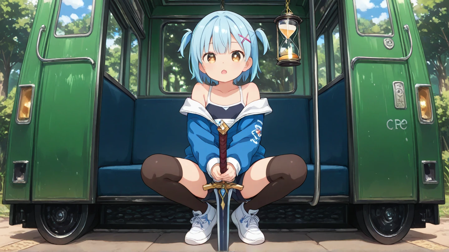 score_9, score_8_up, score_7_up, source anime, finger frame, pov hands, finger gun, yuzuhara yuzumi, 1girl, solo, black hair, brown fingerless gloves, short hair, belt, short sleeves, school uniform, blue eyes, red hairband, red choker, socks, shirt, kneehighs, white shirt, , collarbone, buruma, red ribbon, (fingersmile:1.2), sitting, indoors,