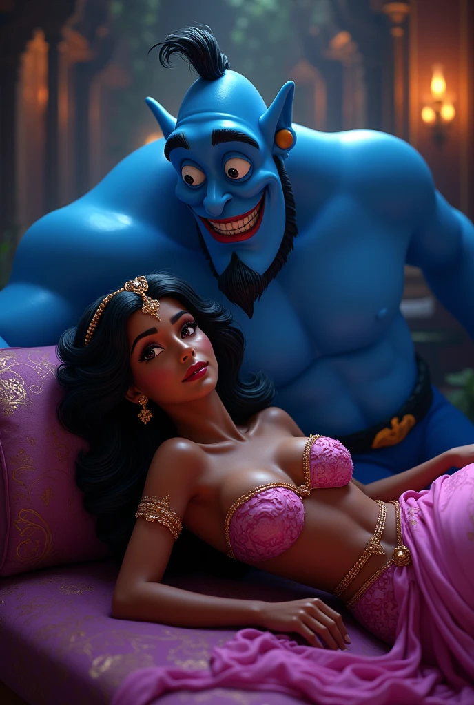 Princess jasmine naked and masturbating with a dildo